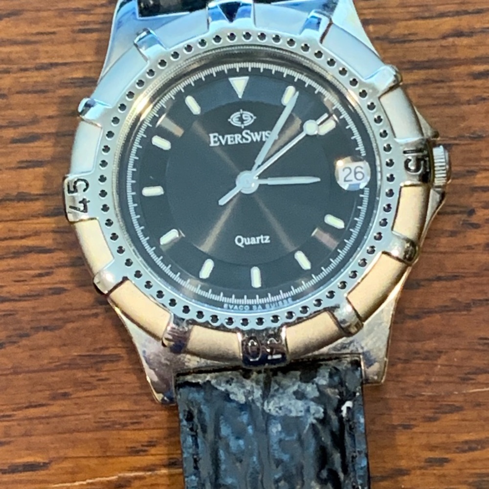 Everswiss Black Dial Rotating Bezel Watch